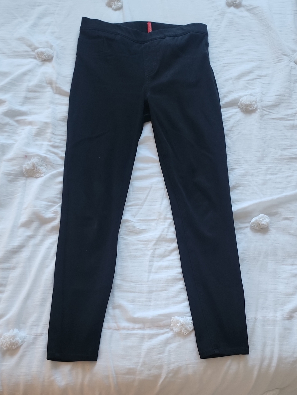 SPANX Black Leggings with Red Brand Tag